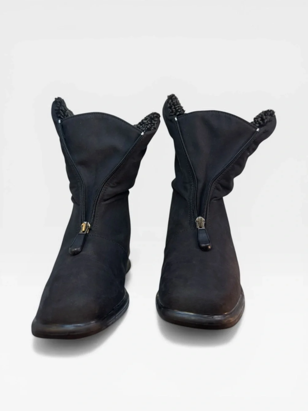 Toe Warmers Women's Black Zip-Up Fleece-Lined Ankle Winter Boots US 8